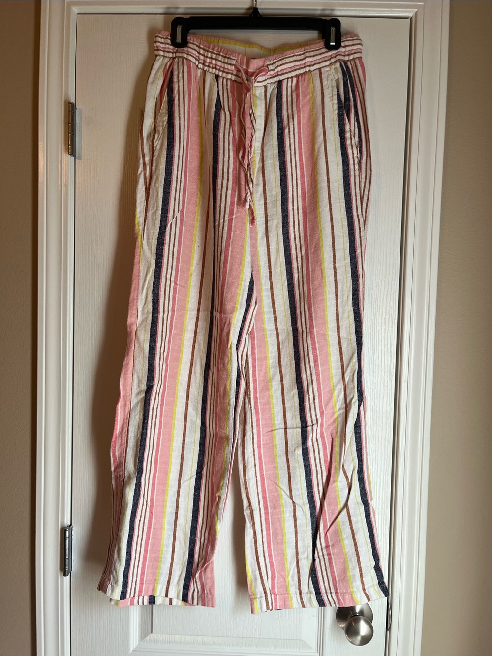 Old Navy Pink, White & Navy Striped Wide-Leg Pants